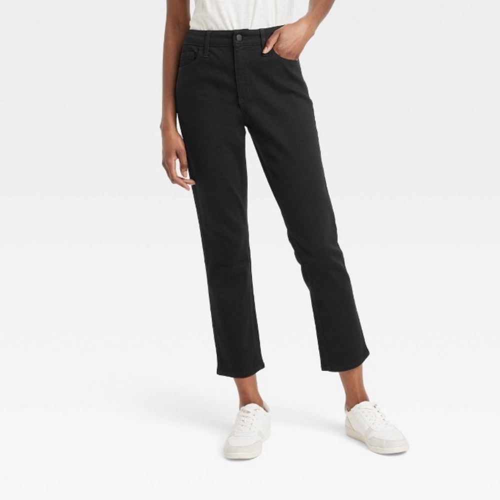Women's Plus Size High Rise Slim Straight Jeans- Universal Thread Black 26W